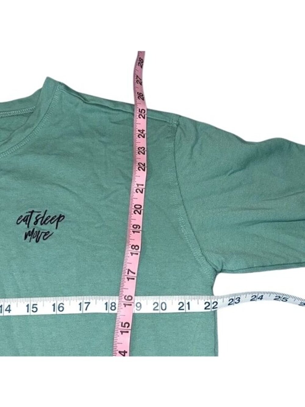 Studio Park Womens Green Pullover Long-Sleeve Top Eat Sleep Move Graphic Size M - Picture 7 of 7